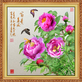 原创高清牡丹富贵春风装饰画壁画