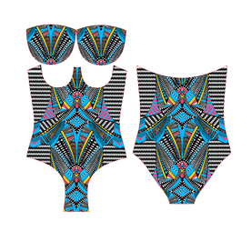 蓝色民族定位花型