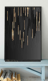 现代北欧烁金抽象几何条纹装饰画