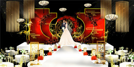 中式红色婚礼布置效果图