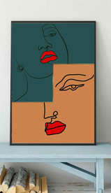 现代北欧风抽象人物线条装饰画