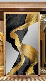 北欧风抽象金色飘带玄关装饰画