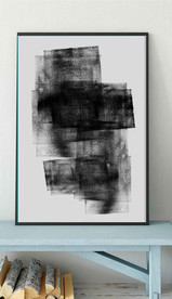 新中式抽象水墨油画玄关装饰画