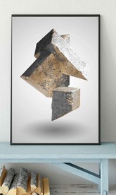 现代北欧风抽象金色石头装饰画