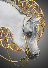 新中式烁金骏马玄关装饰画图片