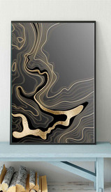 现代北欧抽象金色线条玄关装饰画