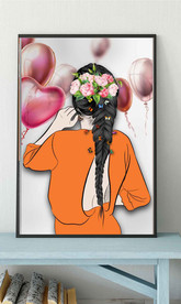 现代轻奢气球花卉美女少女装饰画