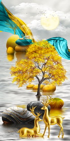 玄关麋鹿装饰画