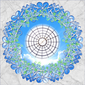 边框花卉花纹蓝天白云天空吊顶