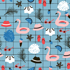 卡通 鸭子 格子 叶子 衣物