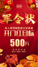 红色大气公司军令状海报设计