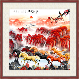 马到成功山水画
