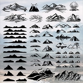 各种手绘山脉剪影合集