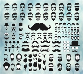 各类绅士胡子发型矢量剪影合集