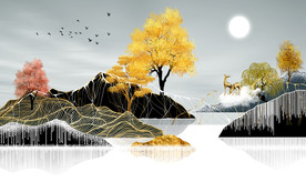 沙发现代新山水画 TIF分层