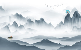 简约现代新山水画 TIF分层