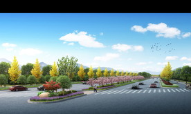 道路绿化景观设计鸟瞰图