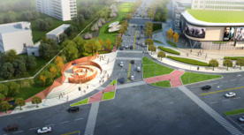 道路交叉口景观设计效果图