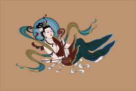 敦煌壁画榆林窟伎乐拉二胡飞天