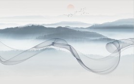新中式抽象水墨山水风景背景墙