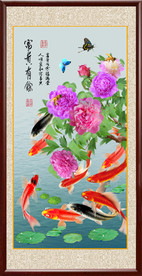 玄关牡丹鲤鱼装饰画