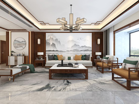 新中式客厅效果图高清图