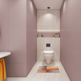 岩板瓷砖空间效果图 丁香粉