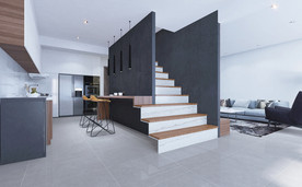 岩板瓷砖空间效果图 砂岩灰色