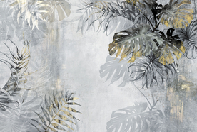 手绘北欧复古植物树叶花卉背景墙