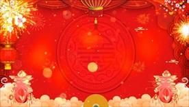 红色新年视频背景 LED背景