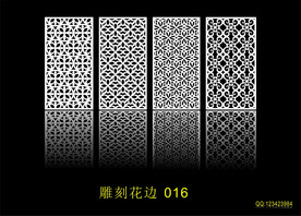 中式镂空花型 底纹边框 雕刻花