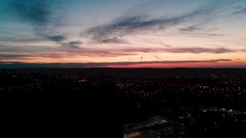 航拍城市群夜景傍晚景色