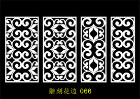 中式镂空花型 底纹边框 雕刻花