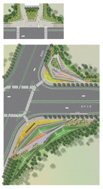 道路交叉口景观设计彩平图