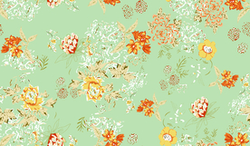 绿底手绘花
