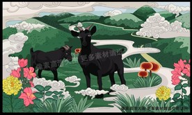 黑山羊插画 插图