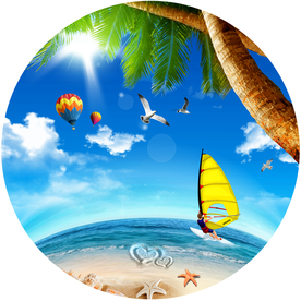 蓝天白云绿叶白鸽吊顶天顶壁画