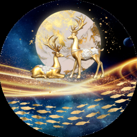 圆形装饰画麋鹿情缘