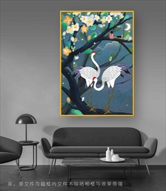 手绘插画花朵天鹅客厅挂画