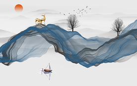 水墨山水背景墙