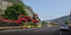 景区入口罗汉松景观设计效果图