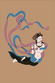 敦煌榆林窟中唐吹笛子伎乐飞天