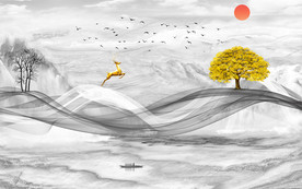 大理石山水背景墙