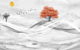 大理石山水电视背景墙