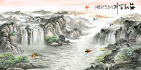 海纳百川山水画