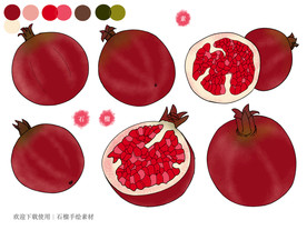 石榴手绘素材