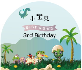 卡通小恐龙怪兽生日海报贺卡背景