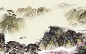 新中式意境新山水画 TIF分层