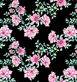 黑底粉花