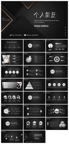 求职学生个人简历PPT素材